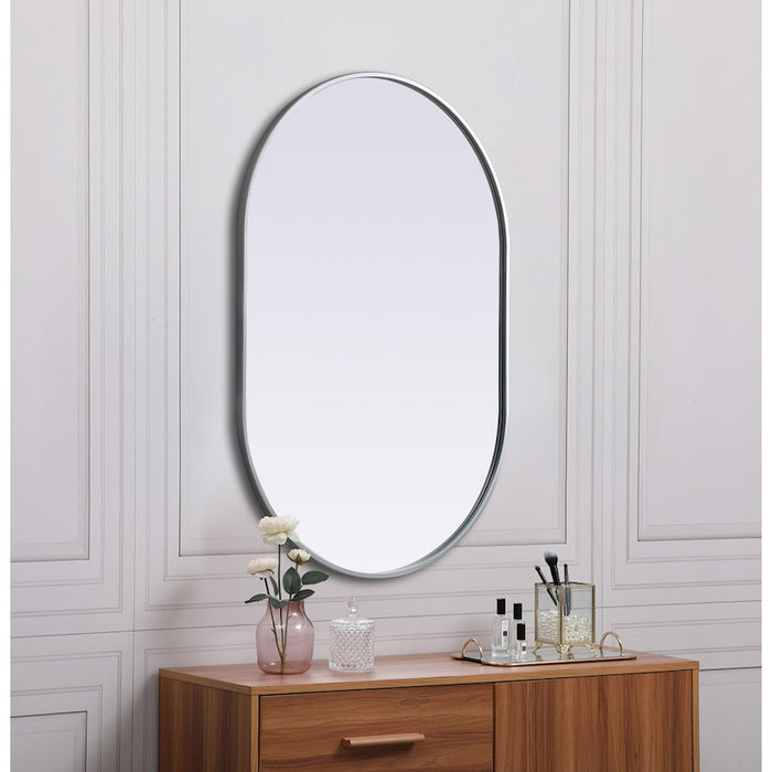 Elegant Decor Asha Metal Frame Oval Mirror 27X40", Silver