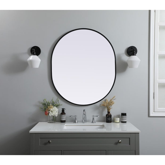 Elegant Decor Asha Metal Frame Oval Mirror 30X36", Black