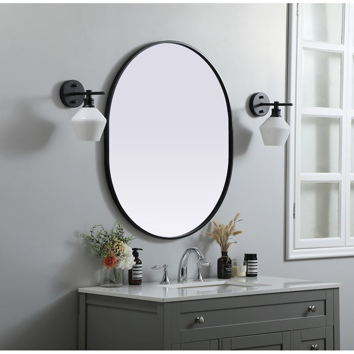 Elegant Decor Asha Metal Frame Oval Mirror 30X36", Black