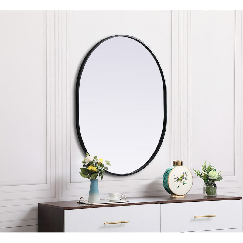 Elegant Decor Asha Metal Frame Oval Mirror 30X36", Black