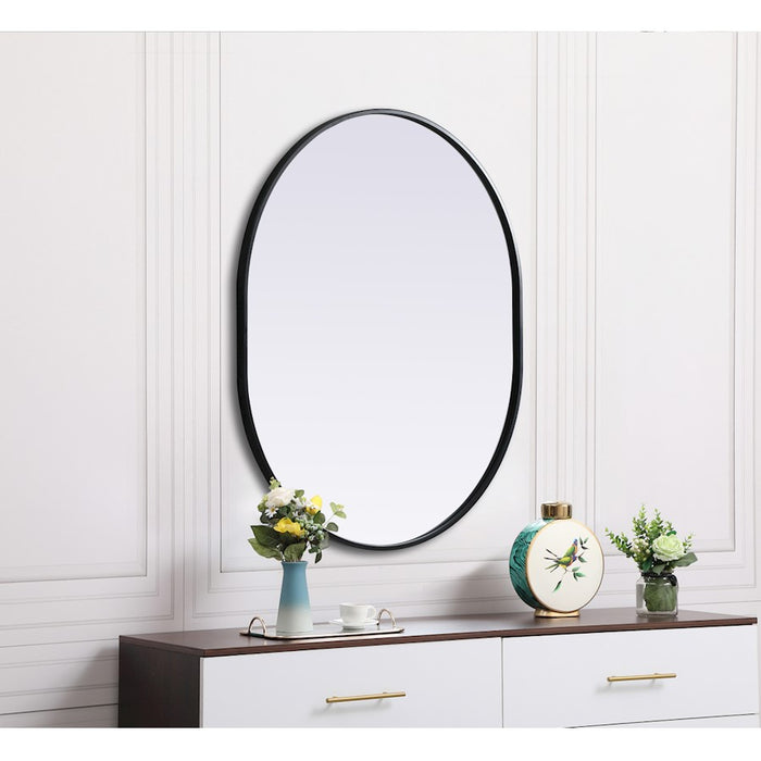 Elegant Decor Asha Metal Frame Oval Mirror 30X36", Black