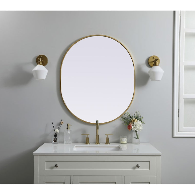Elegant Decor Asha Metal Frame Oval Mirror 30X36", Brass