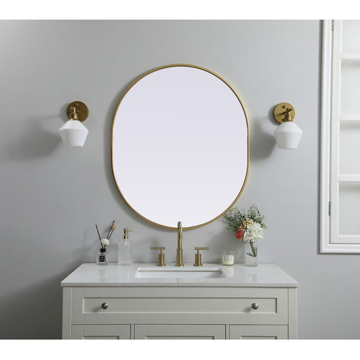 Elegant Decor Asha Metal Frame Oval Mirror 30X36", Brass