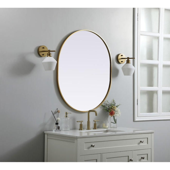Elegant Decor Asha Metal Frame Oval Mirror 30X36", Brass