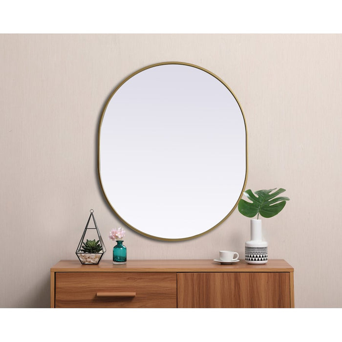 Elegant Decor Asha Metal Frame Oval Mirror 30X36", Brass