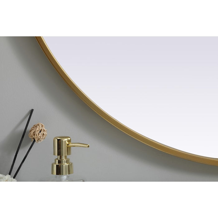 Elegant Decor Asha Metal Frame Oval Mirror 30X36", Brass