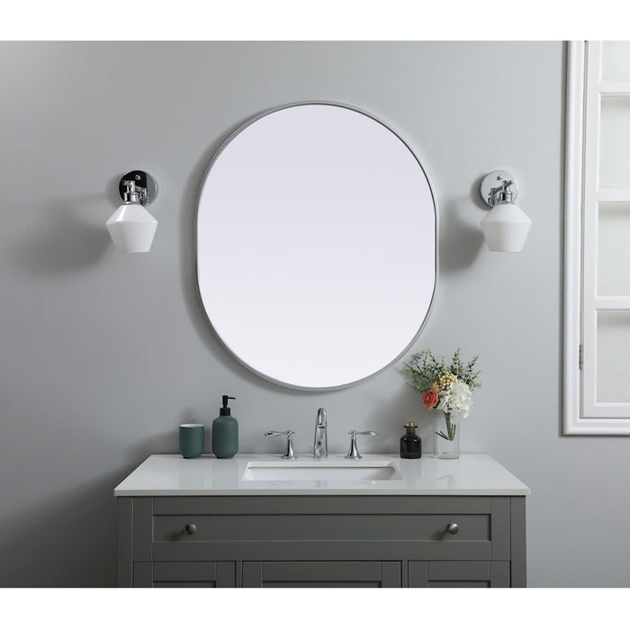 Elegant Decor Asha Metal Frame Oval Mirror 30X36", Silver