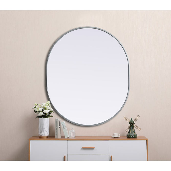 Elegant Decor Asha Metal Frame Oval Mirror 30X36", Silver