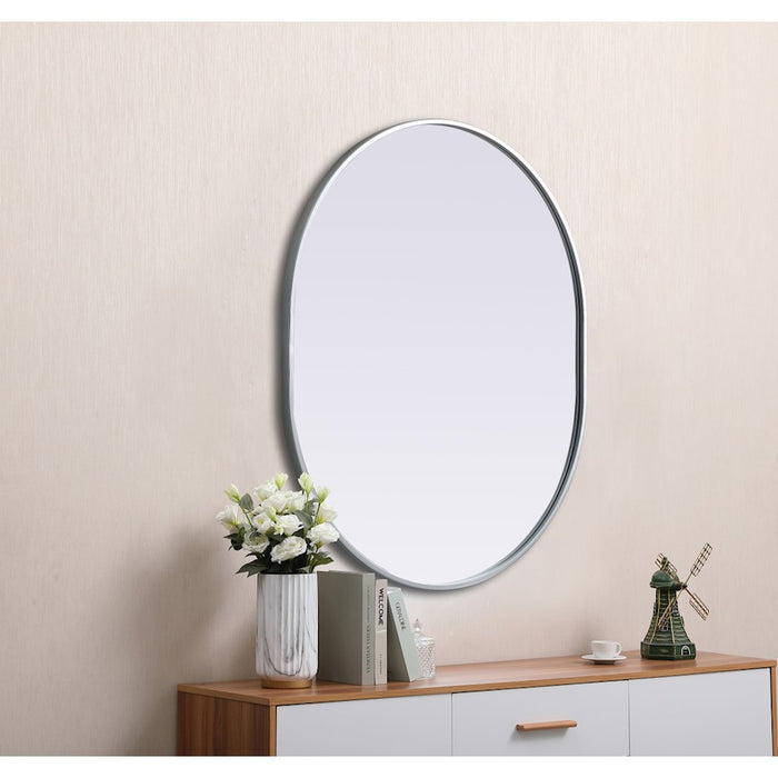Elegant Decor Asha Metal Frame Oval Mirror 30X36", Silver