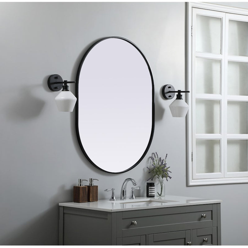 Elegant Decor Asha Metal Frame Oval Mirror 30X40", Black