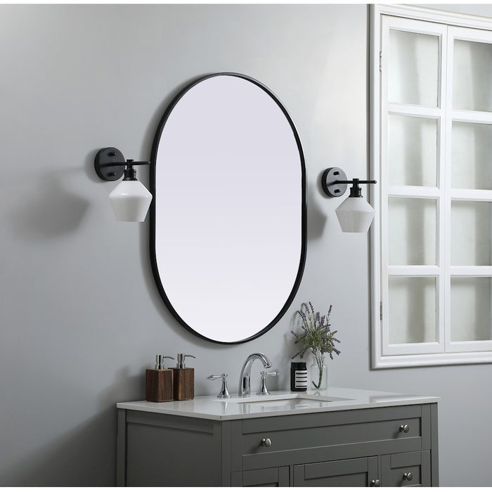Elegant Decor Asha Metal Frame Oval Mirror 30X40", Black