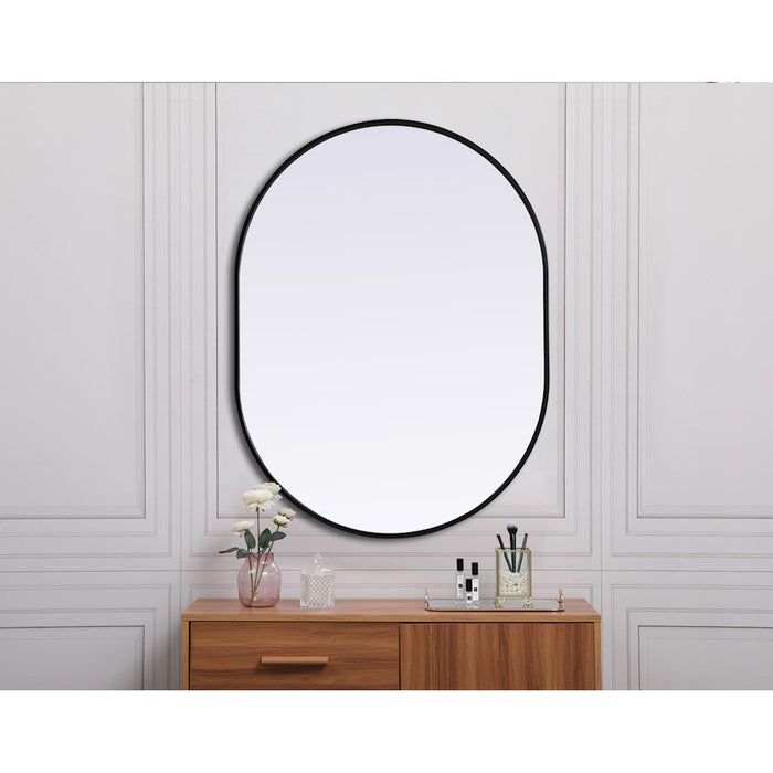 Elegant Decor Asha Metal Frame Oval Mirror 30X40", Black