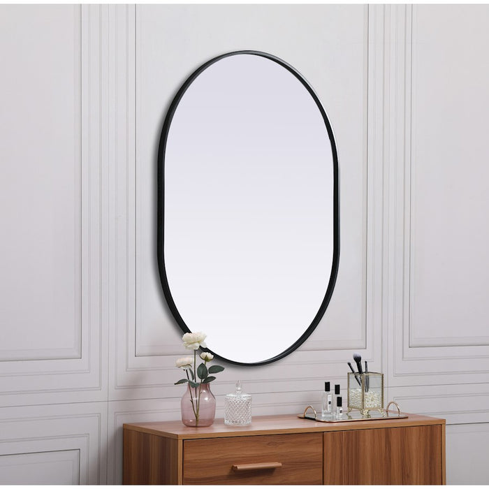 Elegant Decor Asha Metal Frame Oval Mirror 30X40", Black