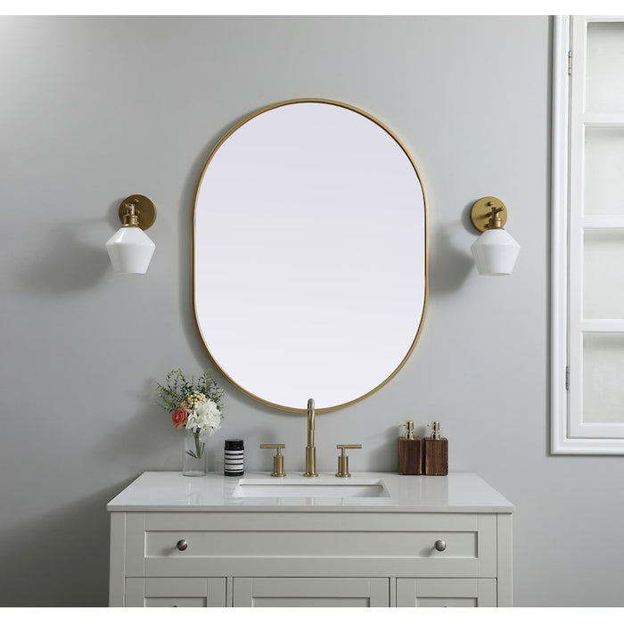 Elegant Decor Asha Metal Frame Oval Mirror 30X40", Brass
