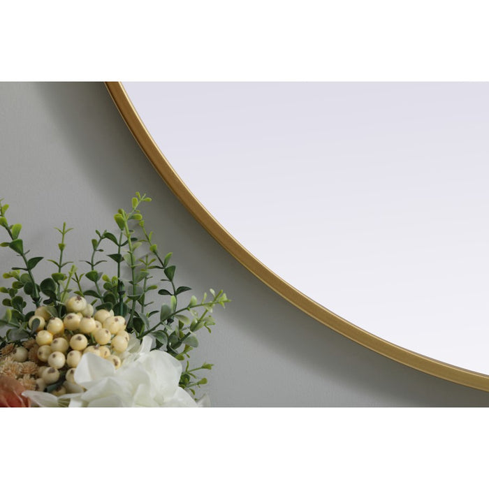 Elegant Decor Asha Metal Frame Oval Mirror 30X40", Brass