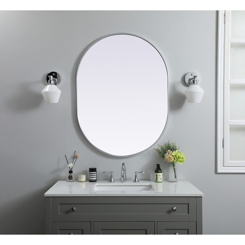 Elegant Decor Asha Metal Frame Oval Mirror 30X40", Silver