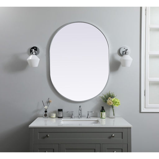 Elegant Decor Asha Metal Frame Oval Mirror 30X40", Silver