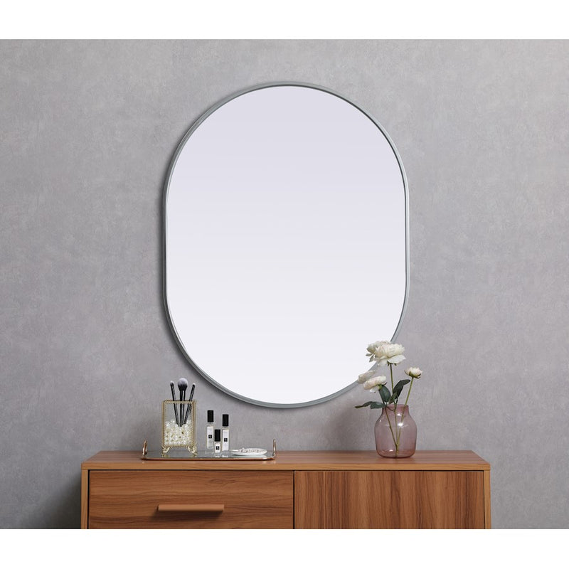 Elegant Decor Asha Metal Frame Oval Mirror 30X40", Silver