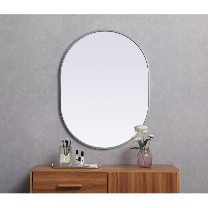 Elegant Decor Asha Metal Frame Oval Mirror 30X40", Silver