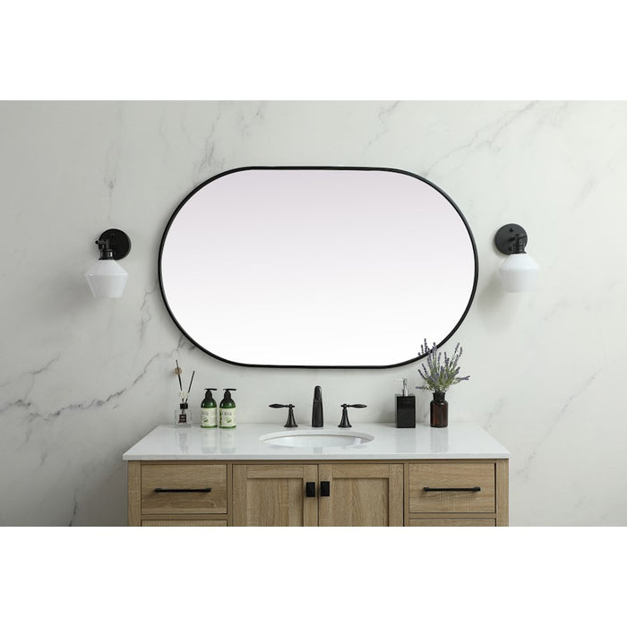 Elegant Decor Asha Metal Frame Oval Mirror 30X48", Black