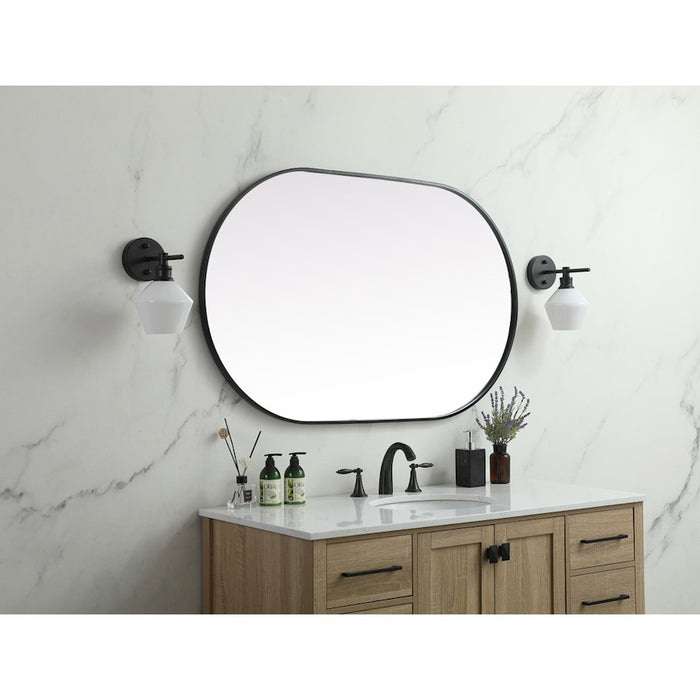 Elegant Decor Asha Metal Frame Oval Mirror 30X48", Black