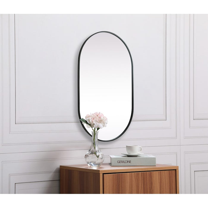 Elegant Decor Asha Metal Frame Oval Mirror 30X48", Black