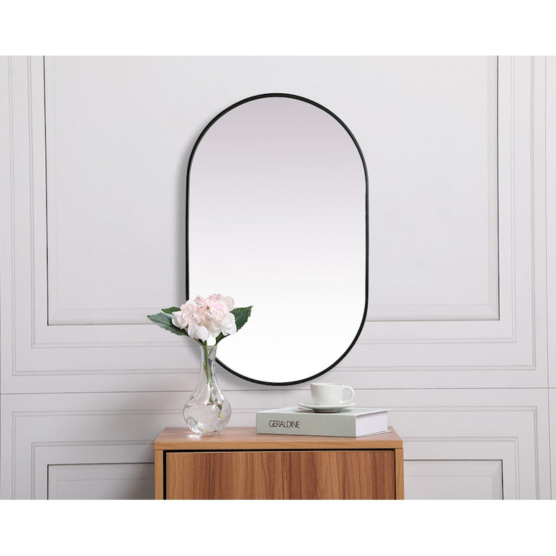 Elegant Decor Asha Metal Frame Oval Mirror 30X48", Black