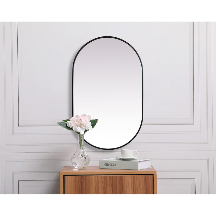 Elegant Decor Asha Metal Frame Oval Mirror 30X48", Black
