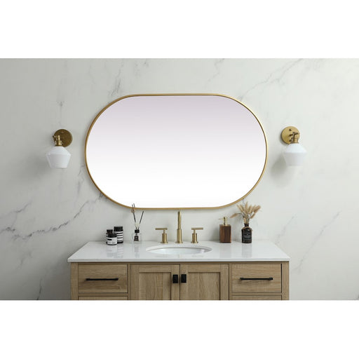 Elegant Decor Asha Metal Frame Oval Mirror 30X48", Brass