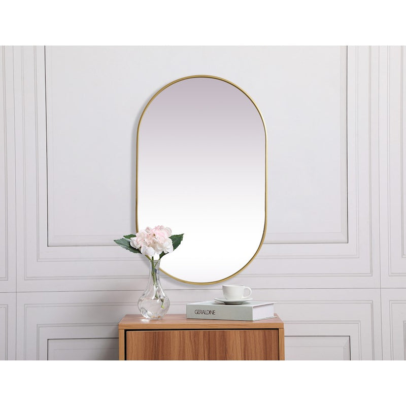 Elegant Decor Asha Metal Frame Oval Mirror 30X48", Brass
