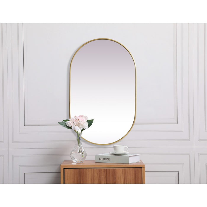 Elegant Decor Asha Metal Frame Oval Mirror 30X48", Brass
