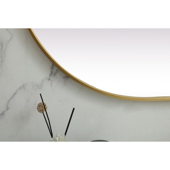 Elegant Decor Asha Metal Frame Oval Mirror 30X48", Brass