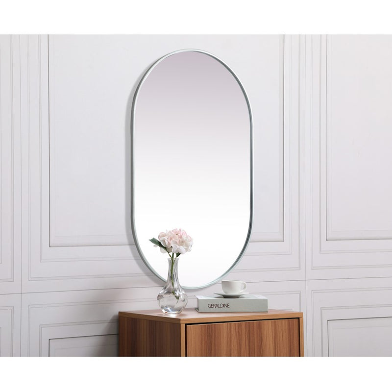 Elegant Decor Asha Metal Frame Oval Mirror 30X48", Silver