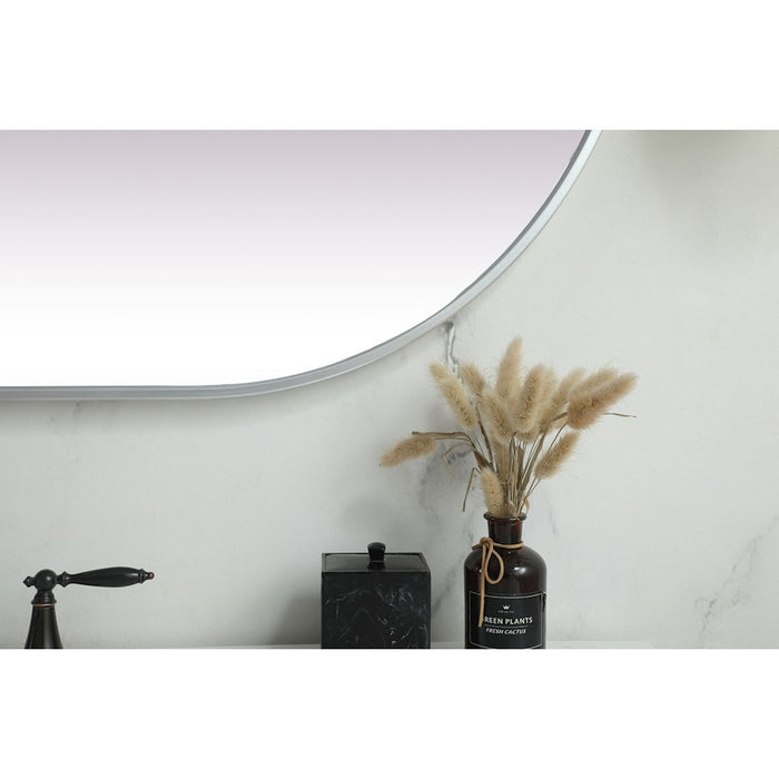 Elegant Decor Asha Metal Frame Oval Mirror 30X48", Silver