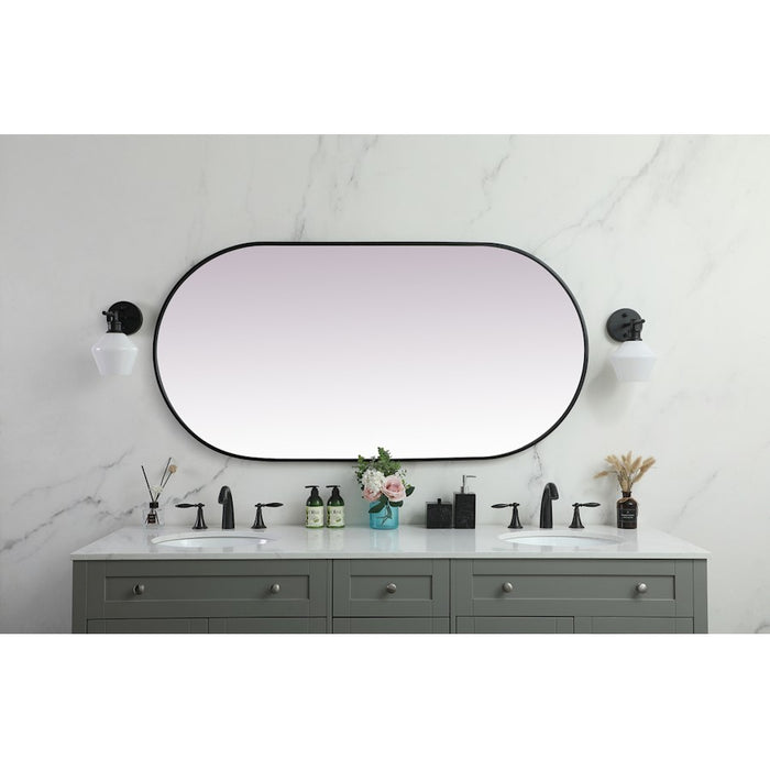 Elegant Decor Asha Metal Frame Oval Mirror 30X60", Black