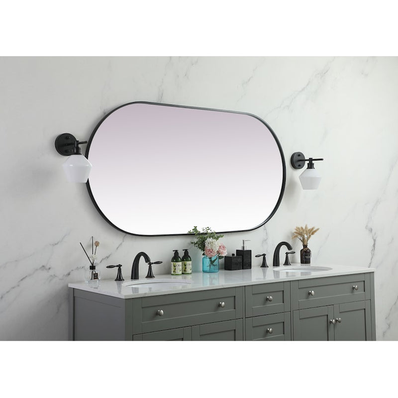Elegant Decor Asha Metal Frame Oval Mirror 30X60", Black
