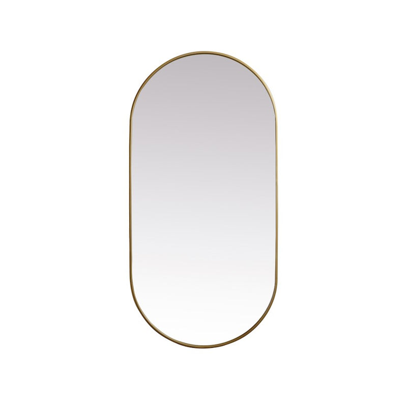 Elegant Decor Asha Metal Frame Oval Mirror 30X60", Brass