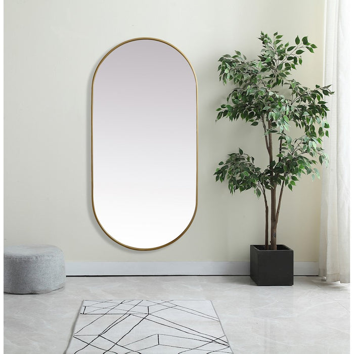 Elegant Decor Asha Metal Frame Oval Mirror 30X60", Brass