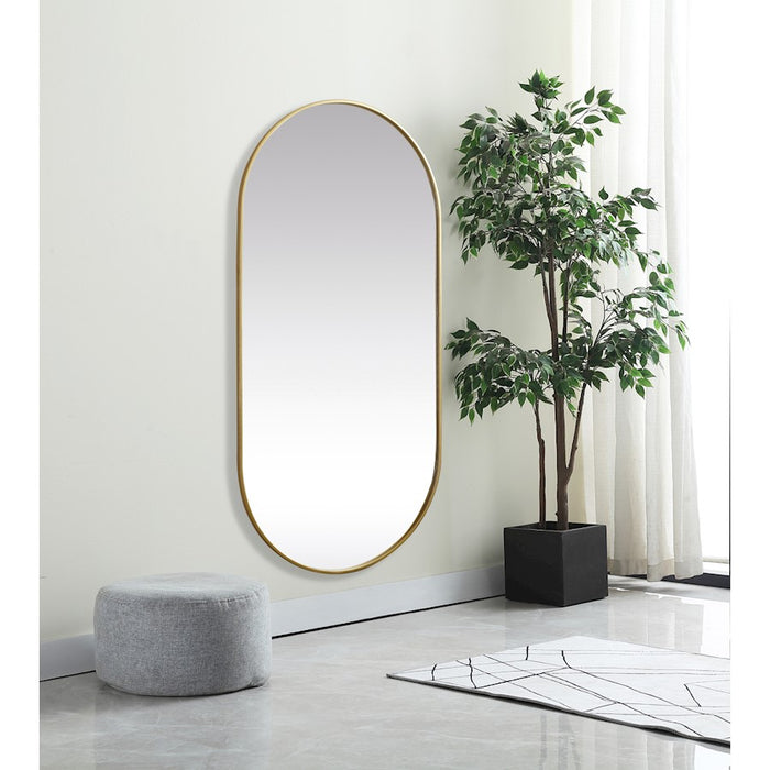 Elegant Decor Asha Metal Frame Oval Mirror 30X60", Brass