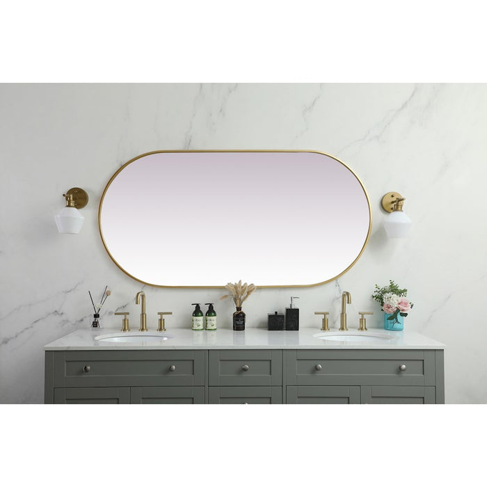 Elegant Decor Asha Metal Frame Oval Mirror 30X60", Brass