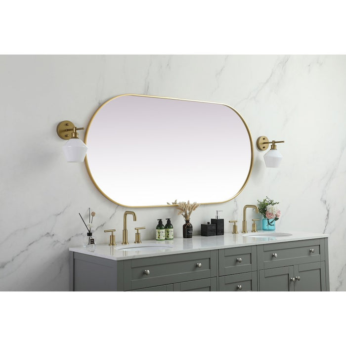 Elegant Decor Asha Metal Frame Oval Mirror 30X60", Brass