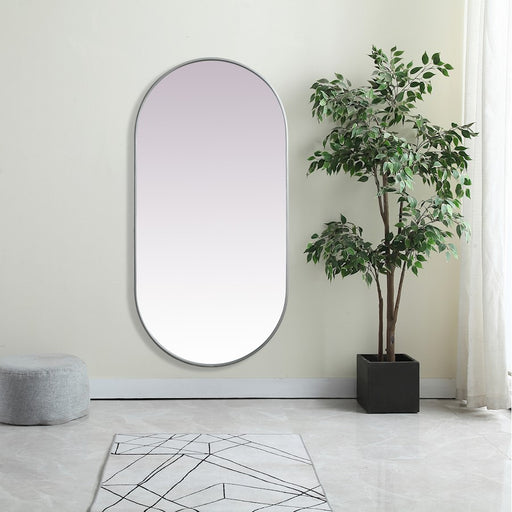 Elegant Decor Asha Metal Frame Oval Mirror 30X60", Silver
