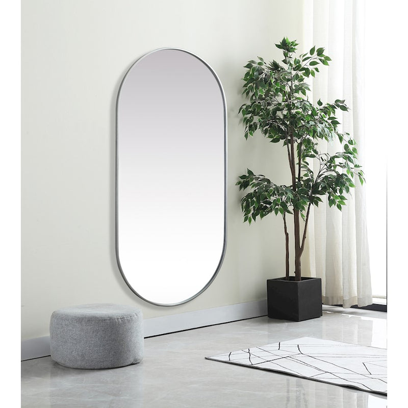 Elegant Decor Asha Metal Frame Oval Mirror 30X60", Silver