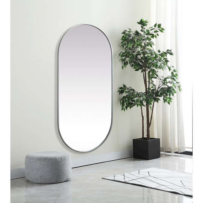 Elegant Decor Asha Metal Frame Oval Mirror 30X60", Silver