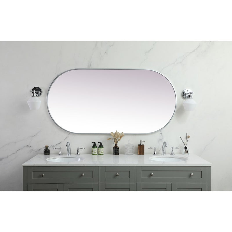 Elegant Decor Asha Metal Frame Oval Mirror 30X60", Silver