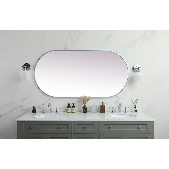 Elegant Decor Asha Metal Frame Oval Mirror 30X60", Silver