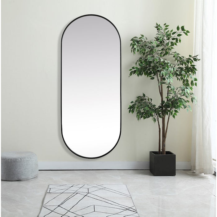 Elegant Decor Asha Metal Frame Oval Mirror 30X72", Black