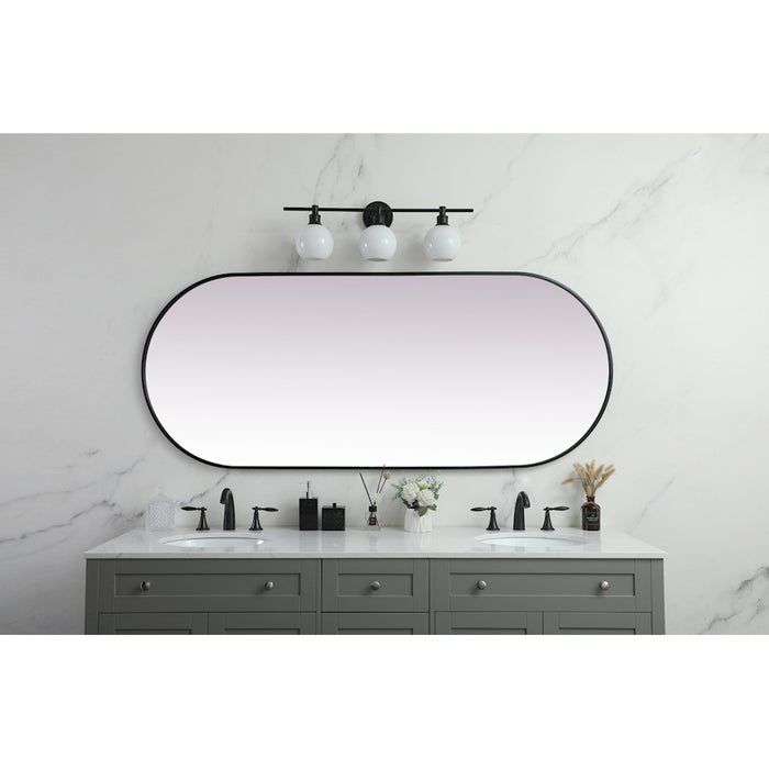 Elegant Decor Asha Metal Frame Oval Mirror 30X72", Black