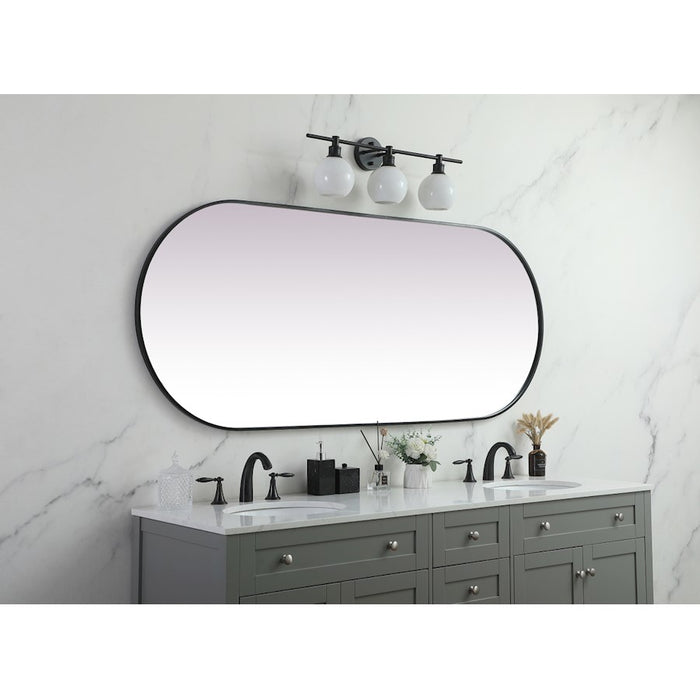Elegant Decor Asha Metal Frame Oval Mirror 30X72", Black