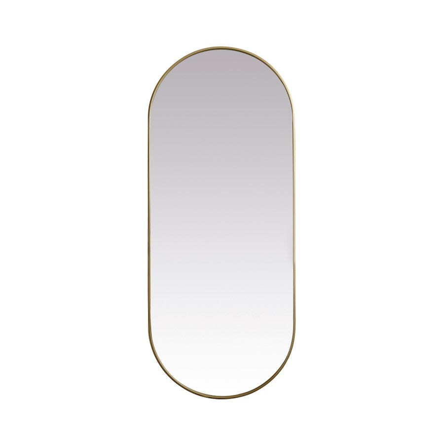 Elegant Decor Asha Metal Frame Oval Mirror 30X72", Brass